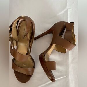 MICHAEL by Michael Kors camel leather strappy high heel sandals